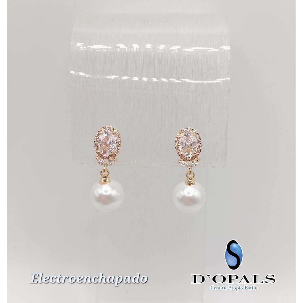 ARETE CON PERLA DE ELECTROENCHAPADO 18K