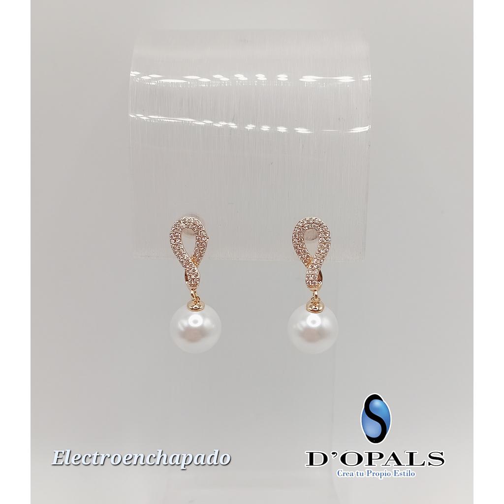 ARETE CON PERLA DE ELECTROENCHAPADO 18K