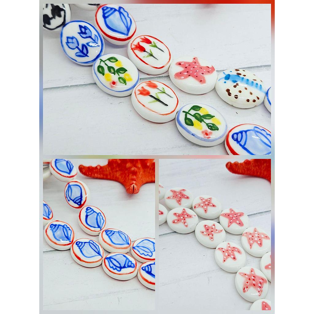 CERAMICA OVALADA CON FIGURAS 21MM