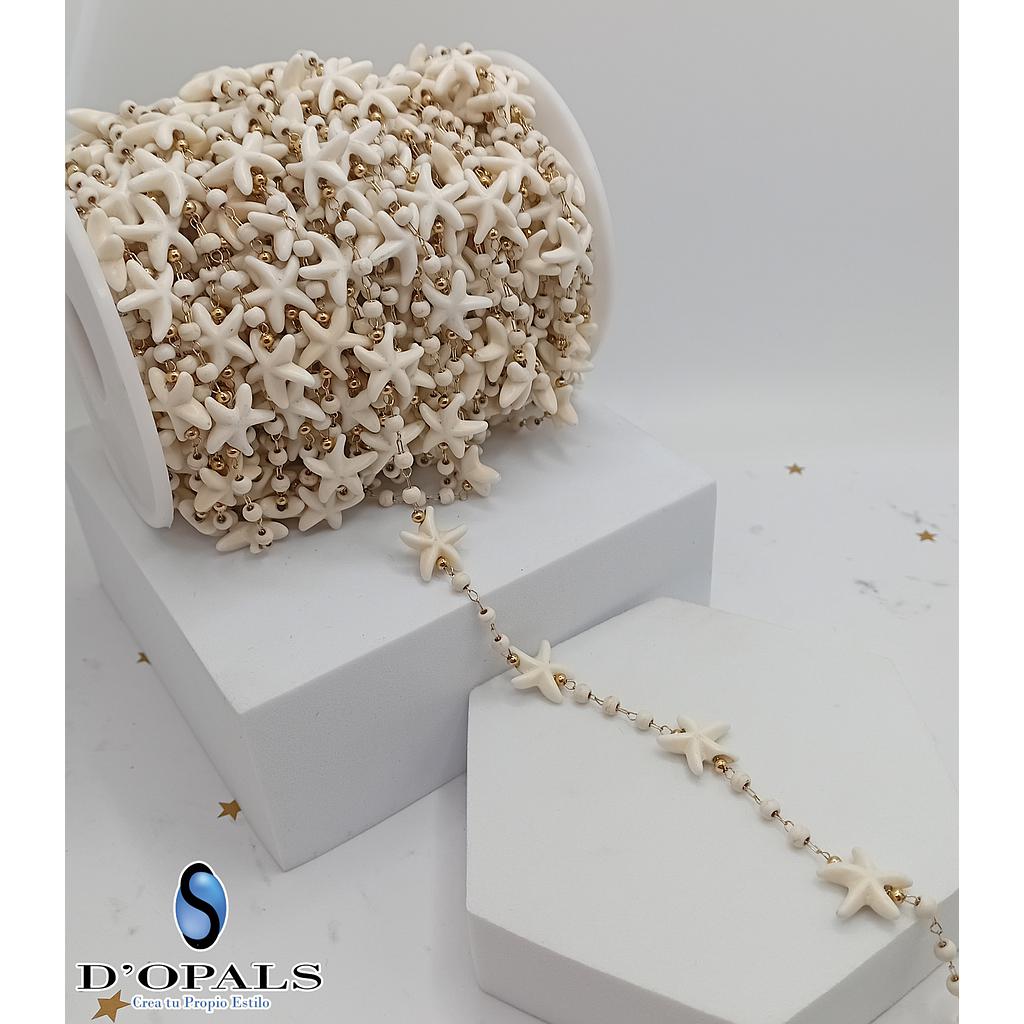 CADENA DE ACERO INOXIDABLE CON ESTRELLAS DE MAR POR YARDA