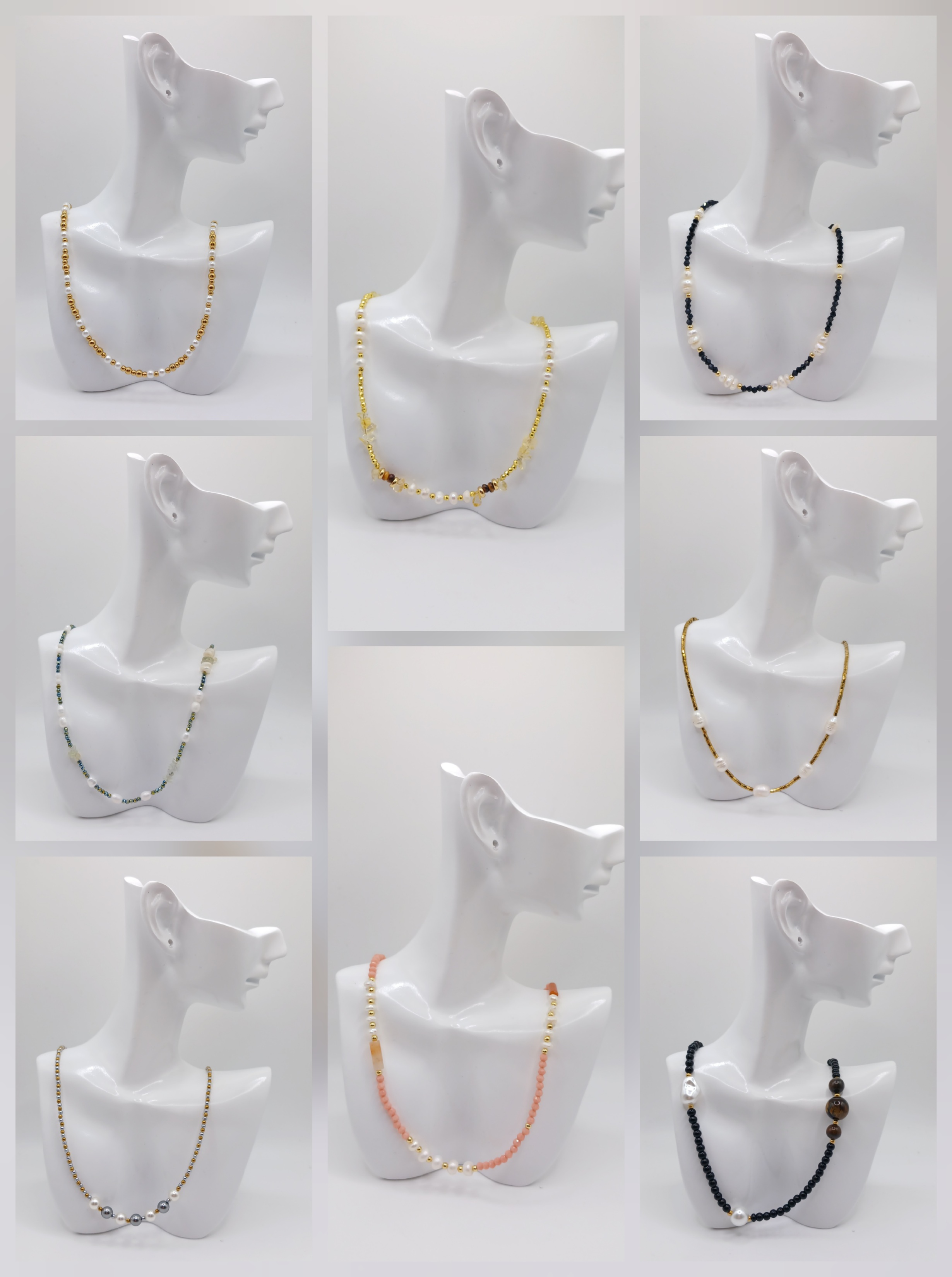 COLLARES TERMINADOS CON PERLAS Y PIEDRAS