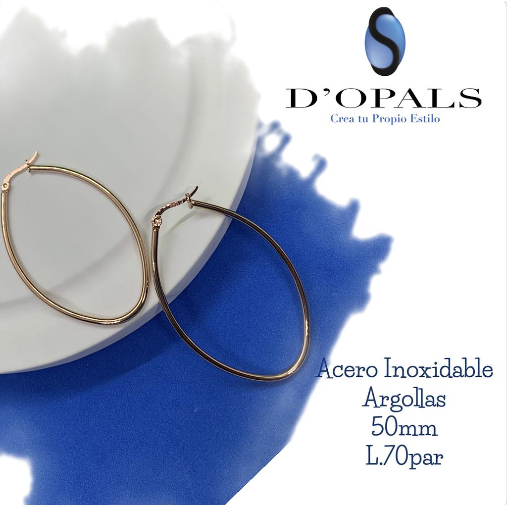 ARGOLLA ACERO OVALADA 50MM ROSE GOLD