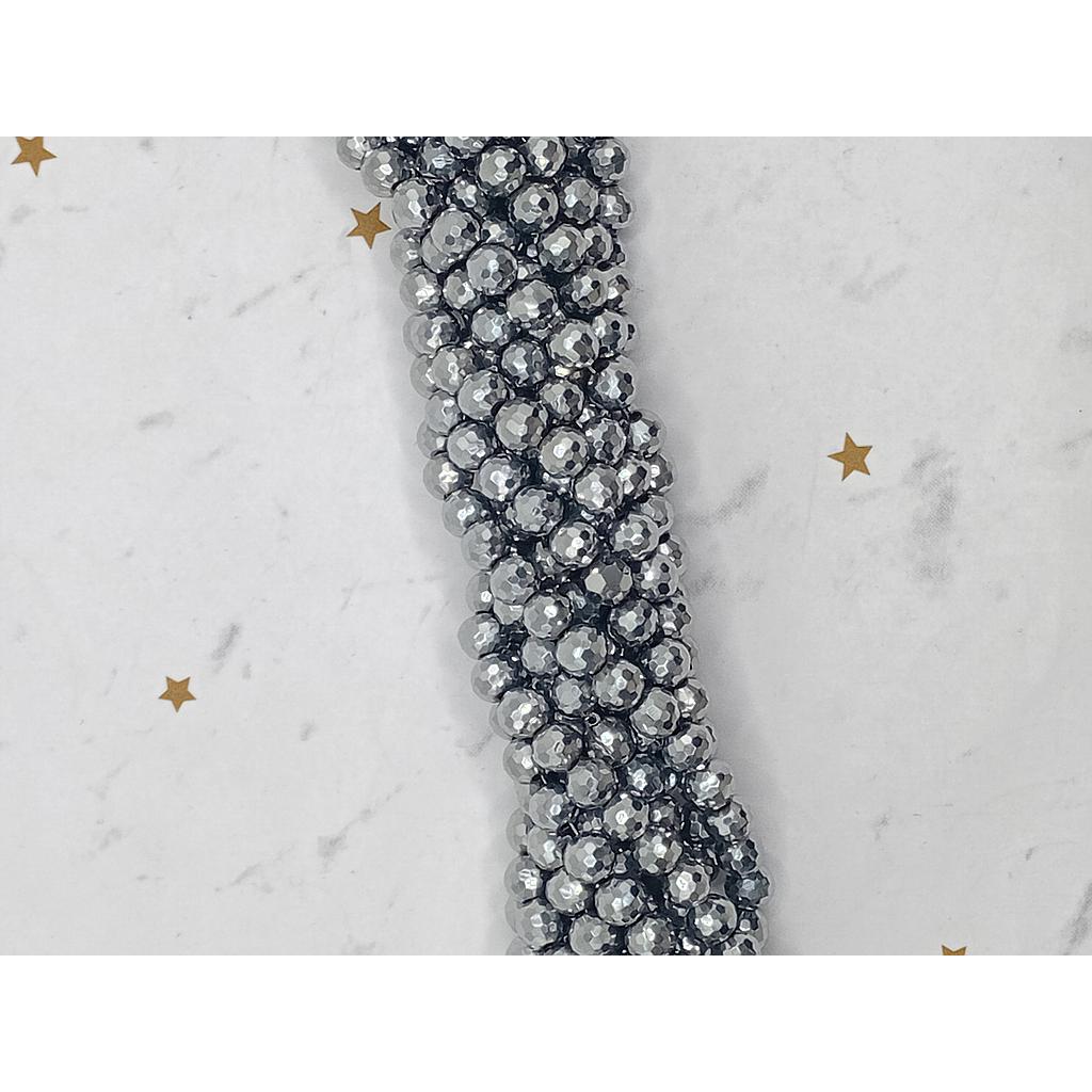 CRISTAL FACETEADO PLATEADO 6MM