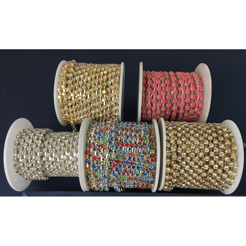 CADENA STRASS GRANDE 4MM ROLLO 10MTS