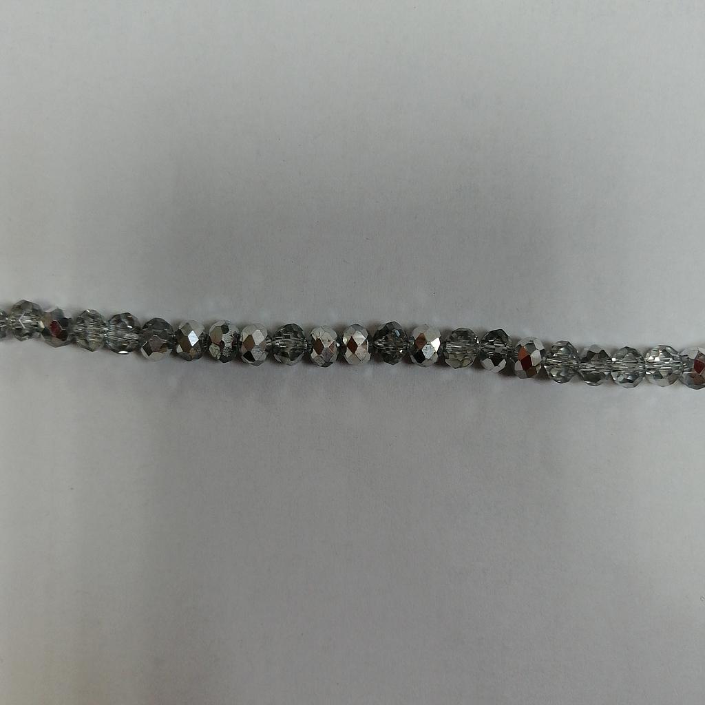 CRISTAL RONDEL GRIS Y PLATEADO 6MM