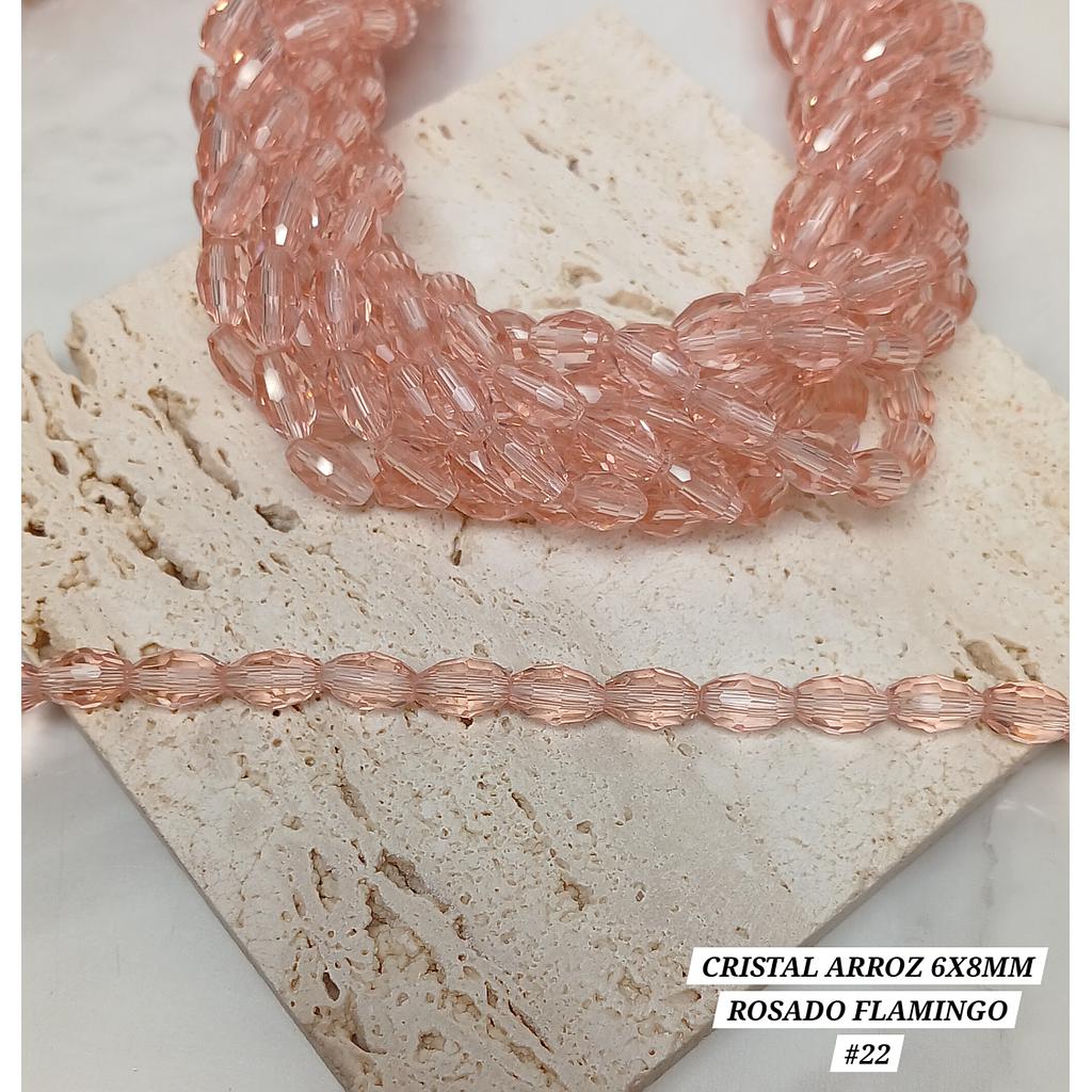 CRISTAL ARROZ ROSADO FLAMINGO 6X8MM
