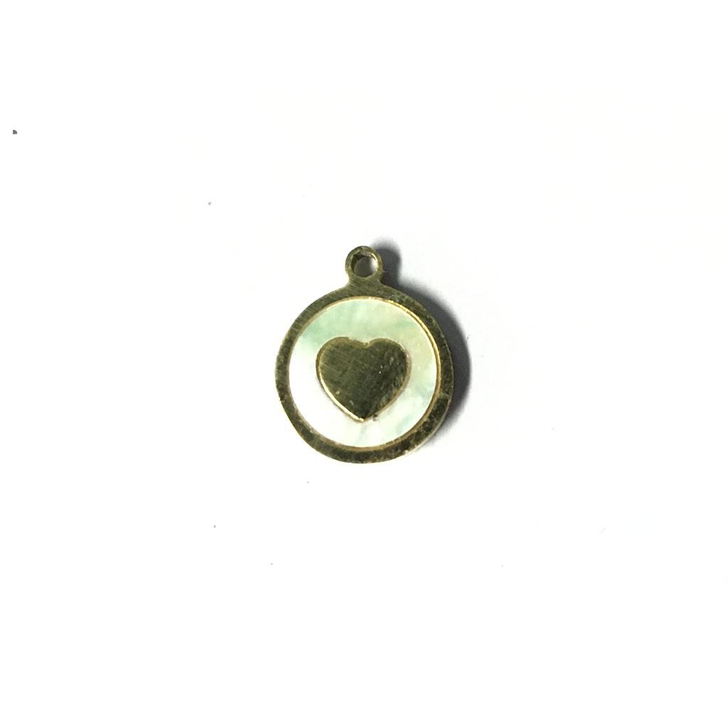 DIJE CORAZON DE ACERO CON CONCHA 10MM