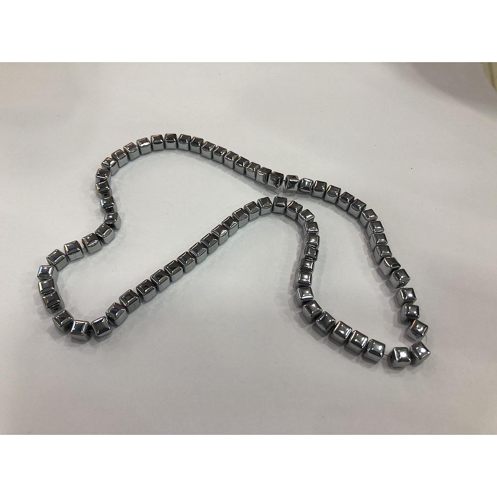 HEMATITA CUBO PLATEADO 6MM