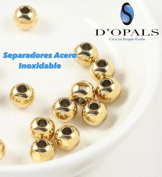 SEPARADOR DORADO 8X3MM AGUJERO GRANDE ACERO 50PCS