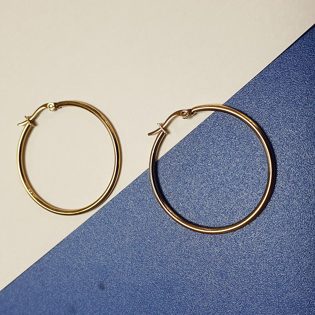 ARGOLLA ACERO REDONDA DORADA 40MM