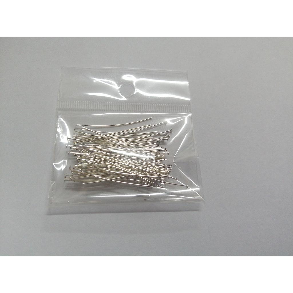 PINES DE FANTASIA CABEZA PLANA PLATEADOS 0.5X30 100PCS