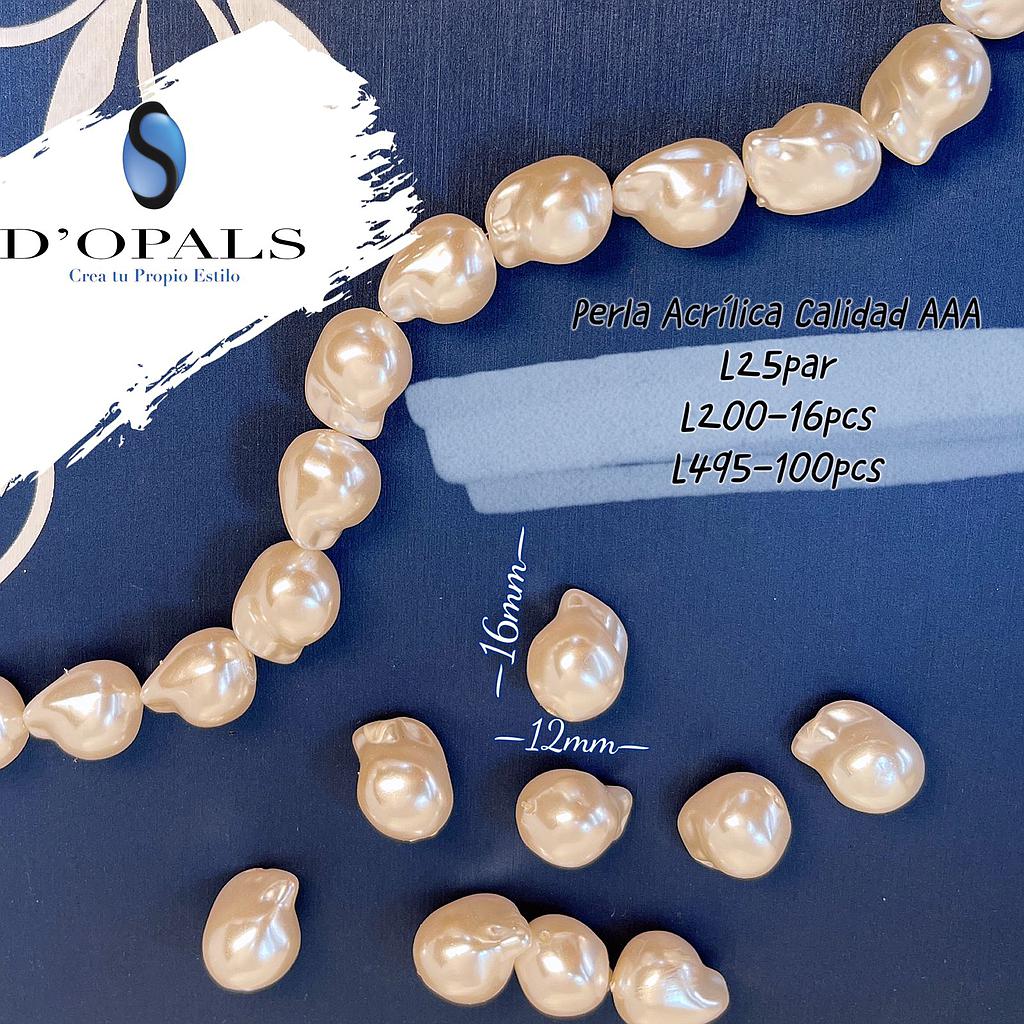 PERLAS ACRILICAS BARROCAS 16X12MM RISTRA 16PCS