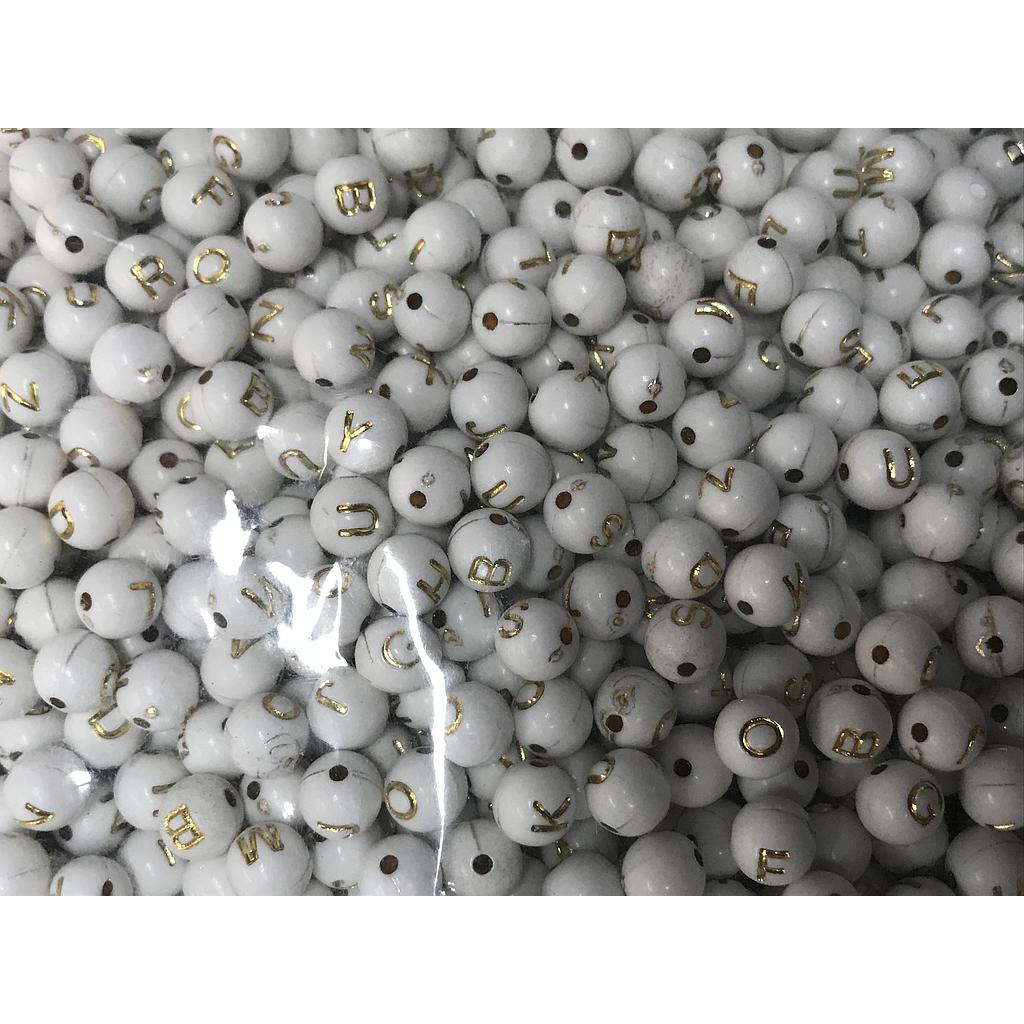 SEPARADORES ACRILICOS LETRAS BLANCO Y DORADO 8MM PAQUETE 500GRS