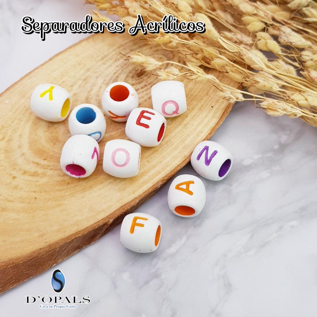 SEPARADORES CILINDRICOS LETRAS BLANCO Y MULTICOLOR PAQUETE 500GRS