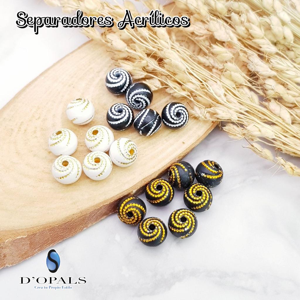 SEPARADORES ACRILICOS BLANCO Y DORADO 8MM PAQUETE 500GRS