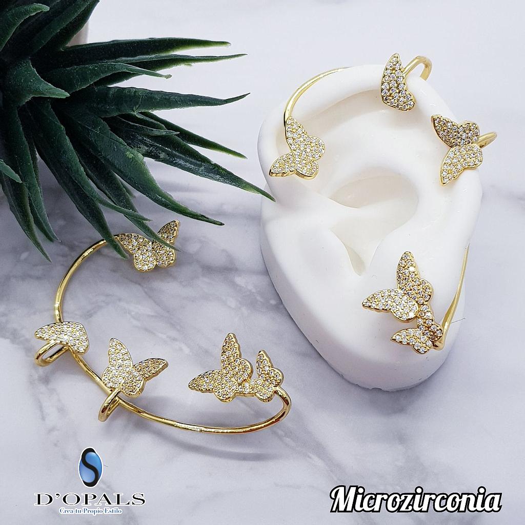 ARETES EAR CUFF MARIPOSAS MICROCIRCONIA