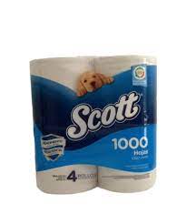 PAPEL HIGIENICO SCOTT 4 ROLLOS MIL HOJAS