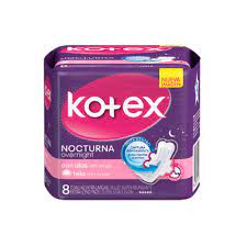 TOALLAS SANITARIAS KOTEX NOCTURNA CON ALAS 8 UND