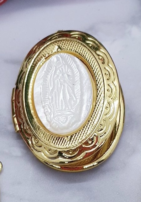 DIJE RELICARIO VIRGEN DE GUADALUPE MICROCIRCONIA 30X24MM