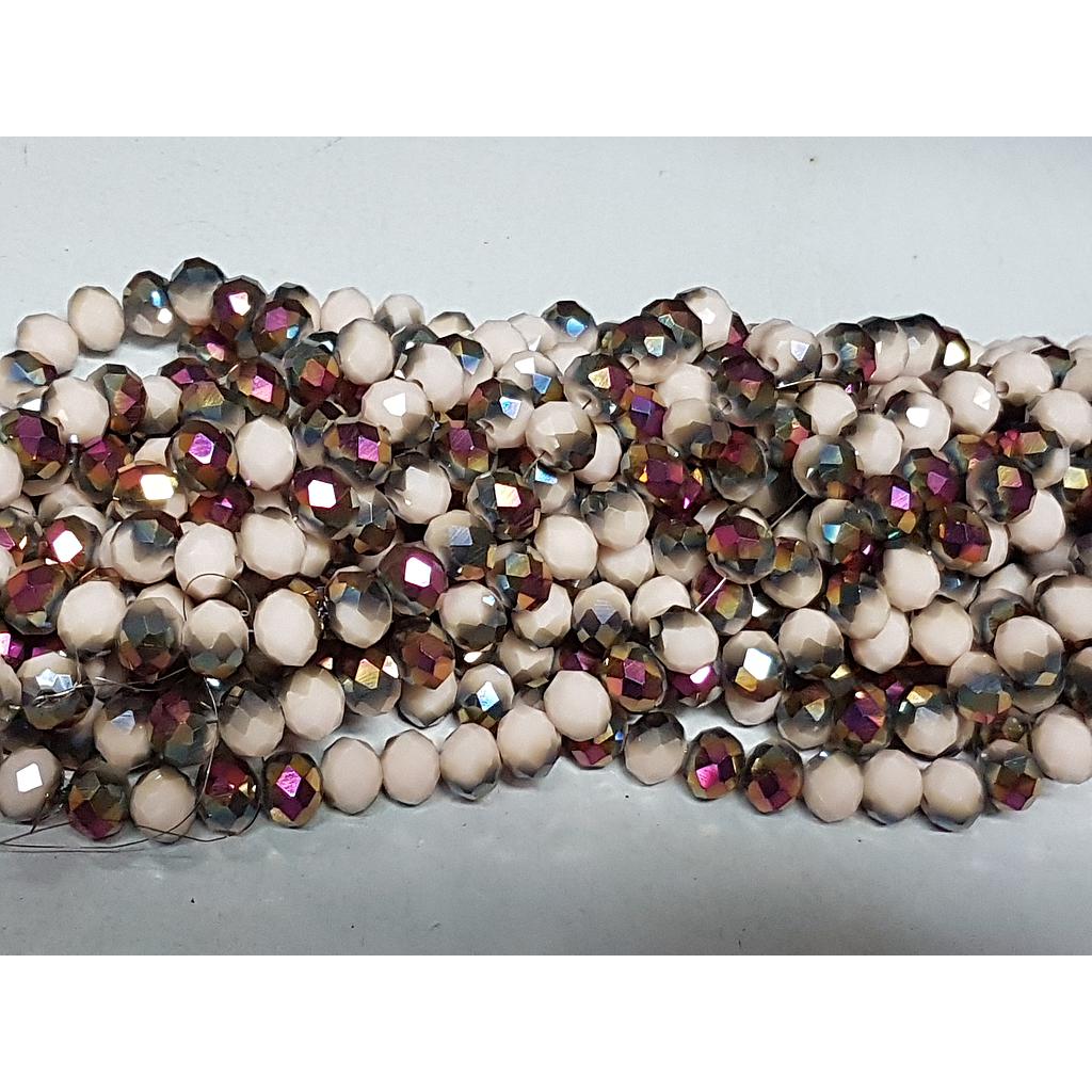 CRISTAL RONDEL BEIGE CON MORADO 8MM