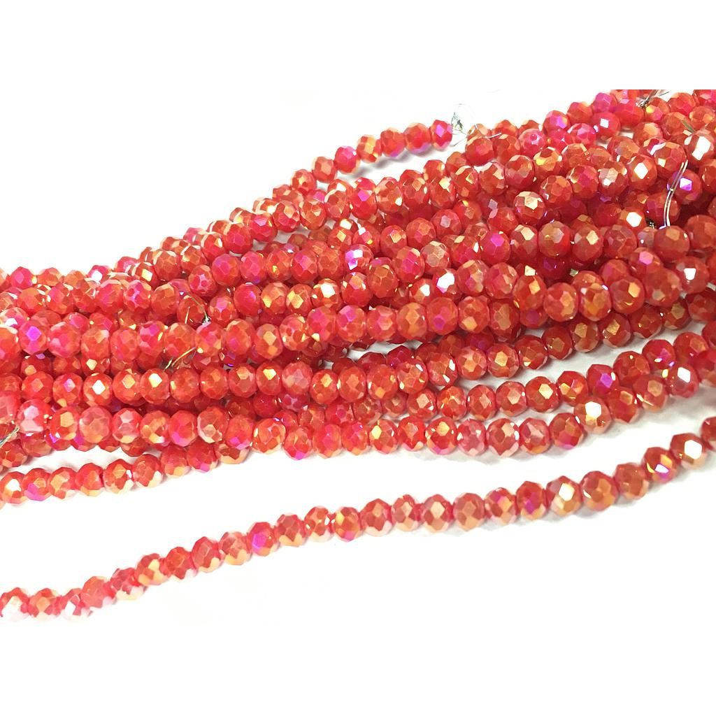 CRISTAL RONDEL ROJO PAYASO TORNASOL 3MM