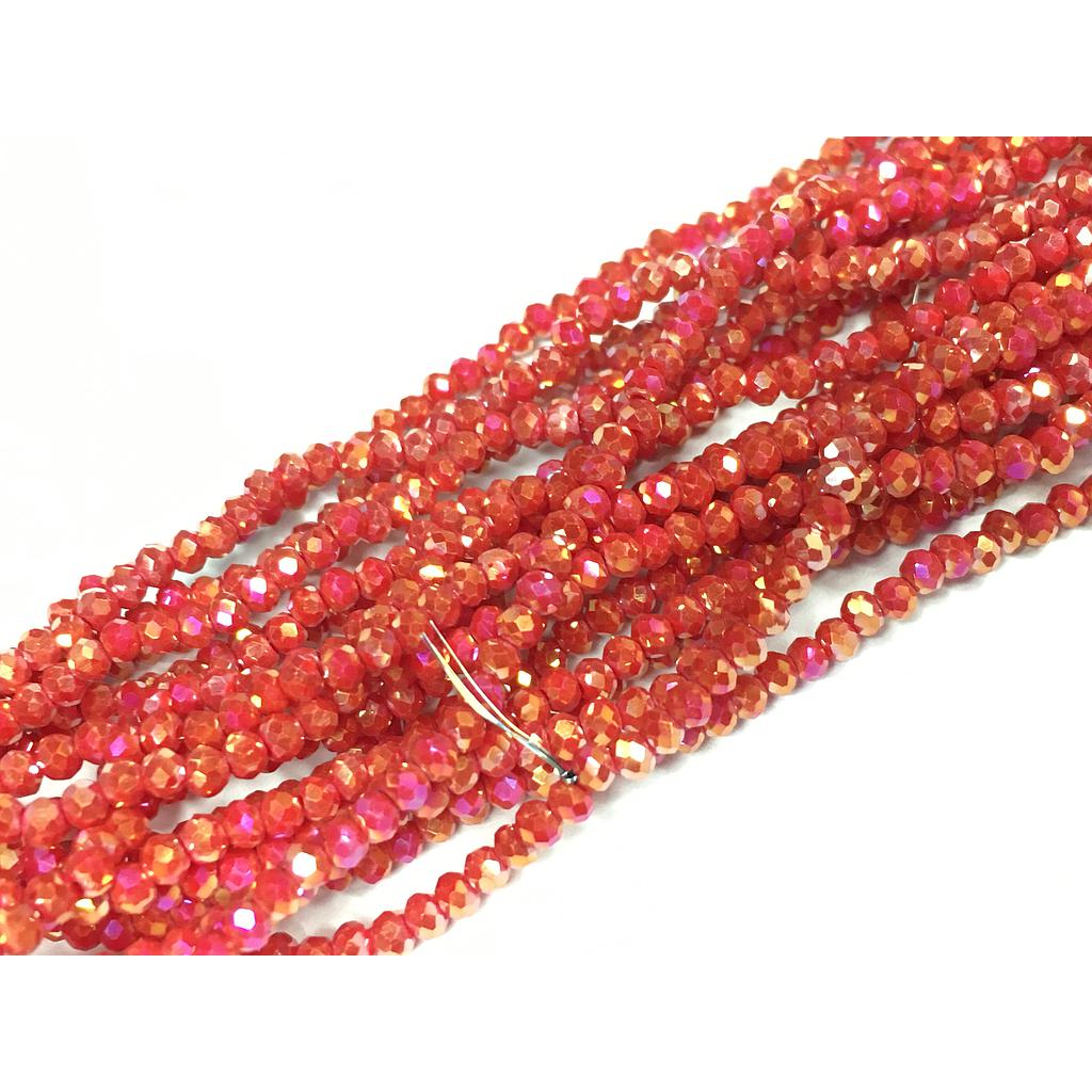 CRISTAL RONDEL ROJO PAYASO TORNASOL 2MM