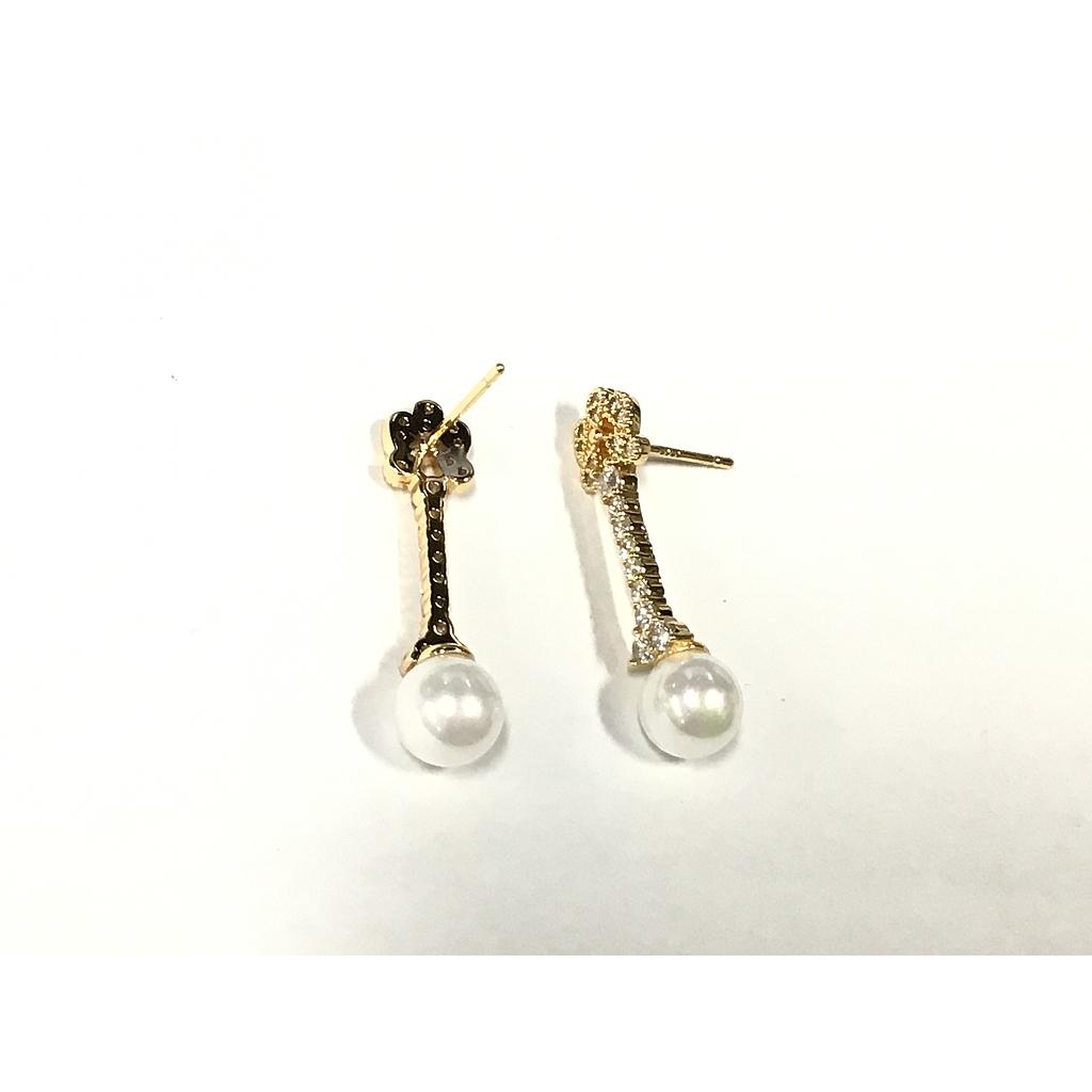 ARETES CON PERLA ELECTROENCHAPADO