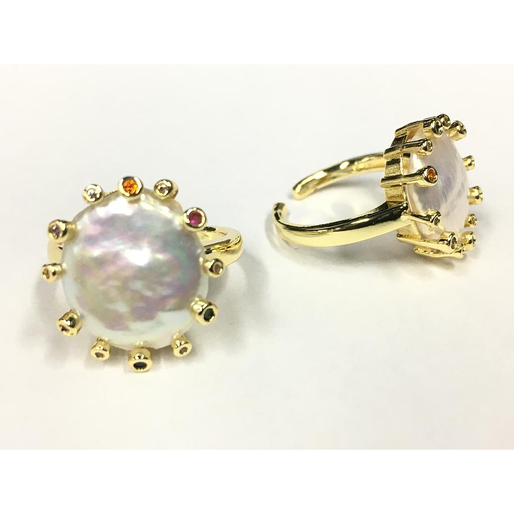 ANILLO AJUSTABLE CON PERLA BARROCA ENGARZADA
