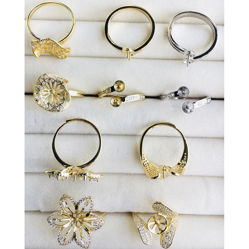ANILLOS AJUSTABLES DE PLATA 925 PARA PEGAR PERLA