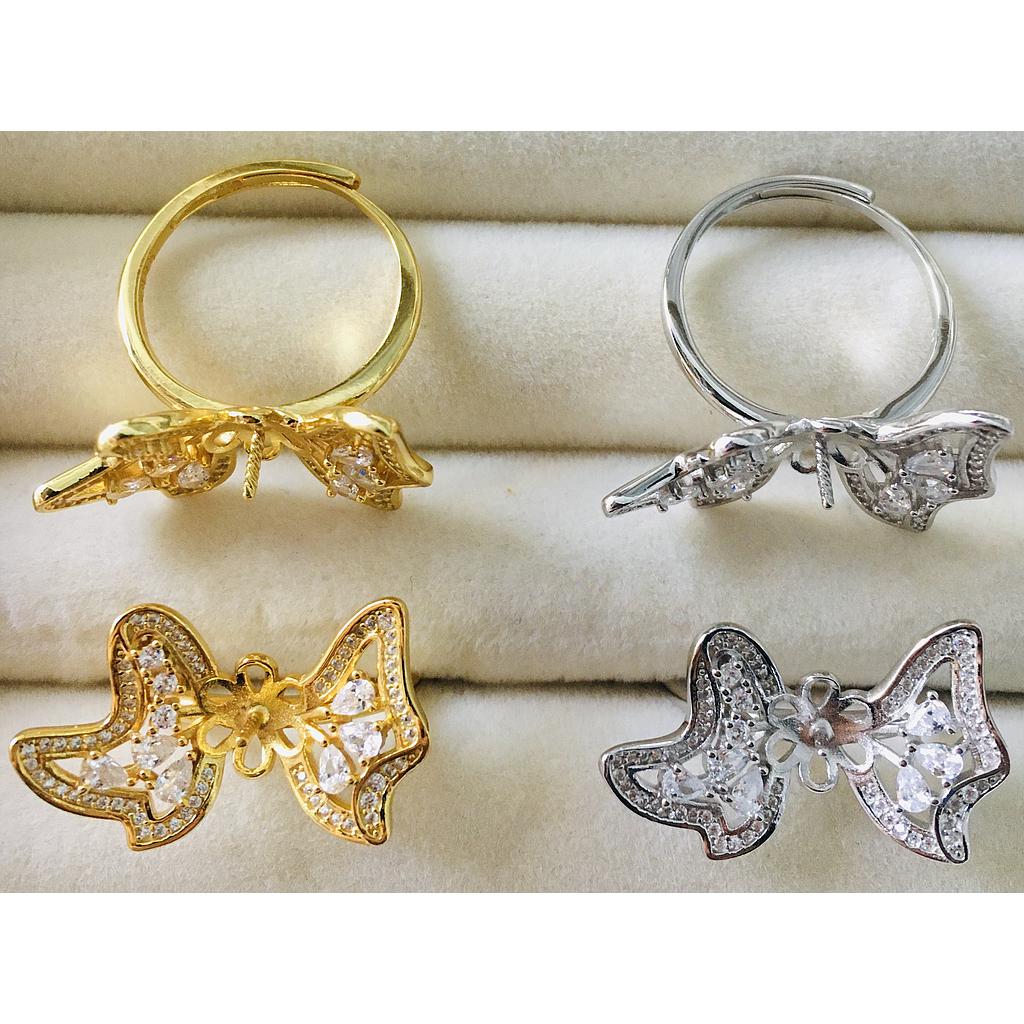 ANILLOS AJUSTABLES DE PLATA 925 PARA PEGAR PERLA