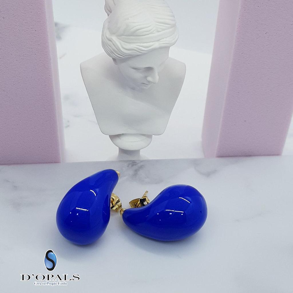 ARETES GOTA ENAMEL AZUL Y VERDE MENTA