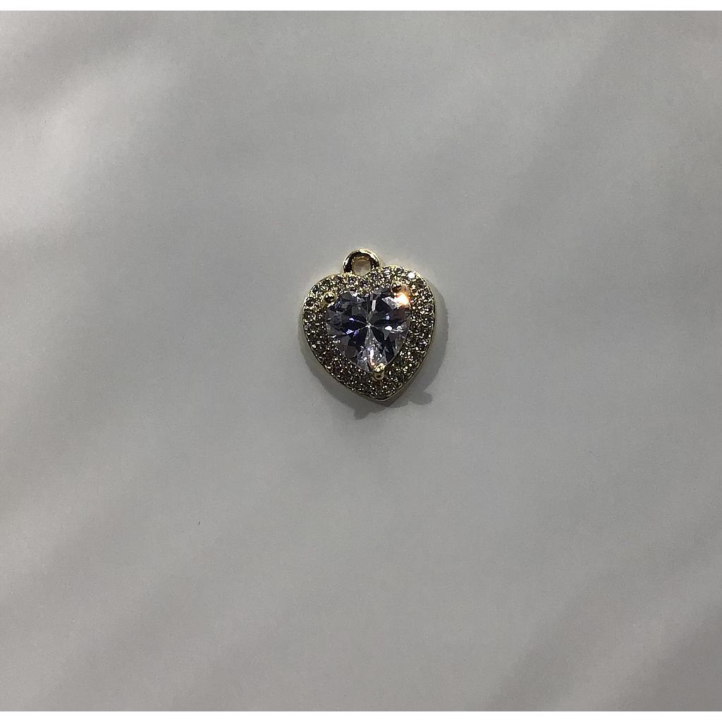 DIJE CORAZON CON CRISTAL ELECTROENCHAPADO
