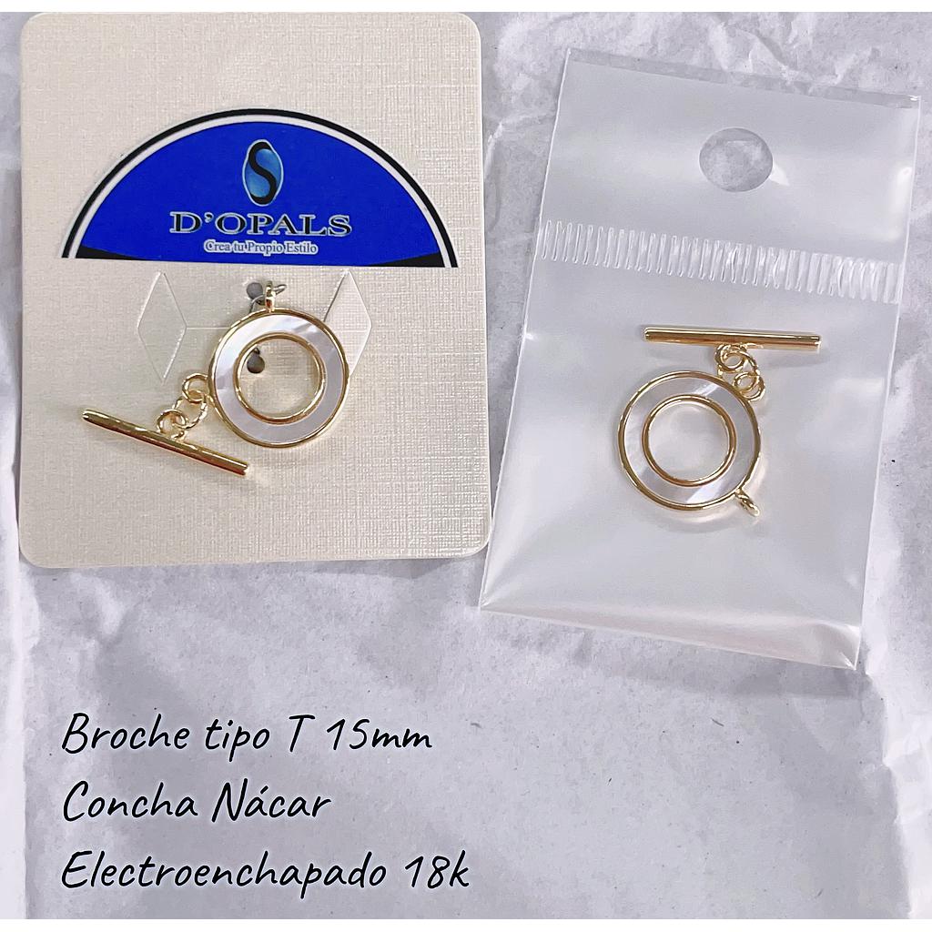 BROCHE TIPO T 15MM, ELECTROENCHAPADO 18K