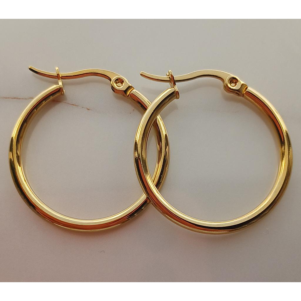 ARGOLLA ACERO REDONDA DORADA 24MM