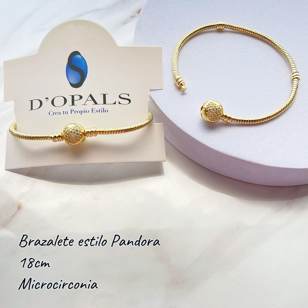BRAZALETE ESTILO PANDORA DE MICROCIRCONIA 18CM