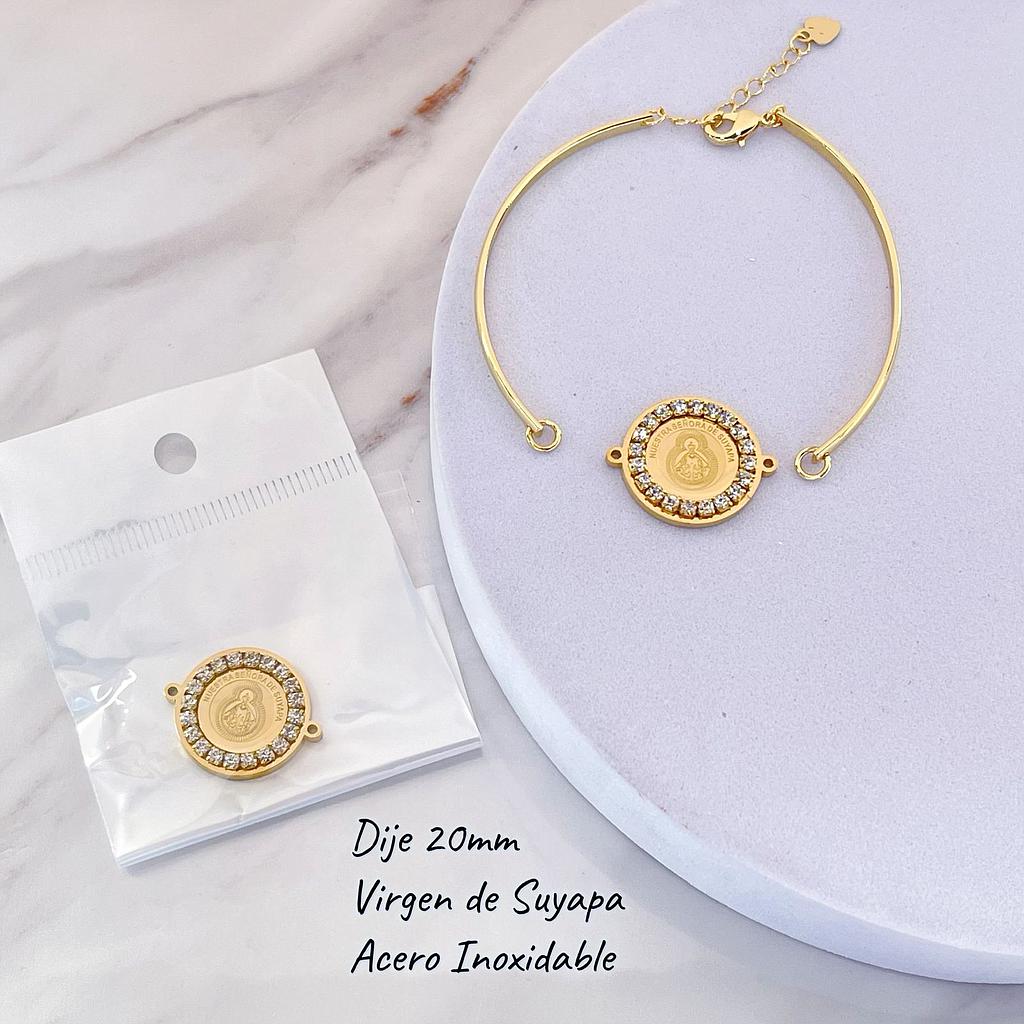 DIJE VIRGEN DE SUYAPA CON CIRCONES ACERO 20MM