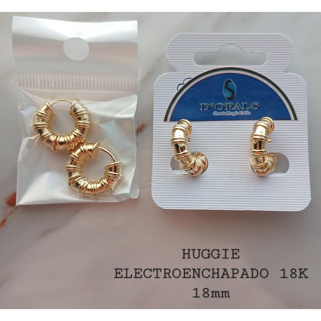HUGGIE  18MM, ELECTROENCHAPADO 18K