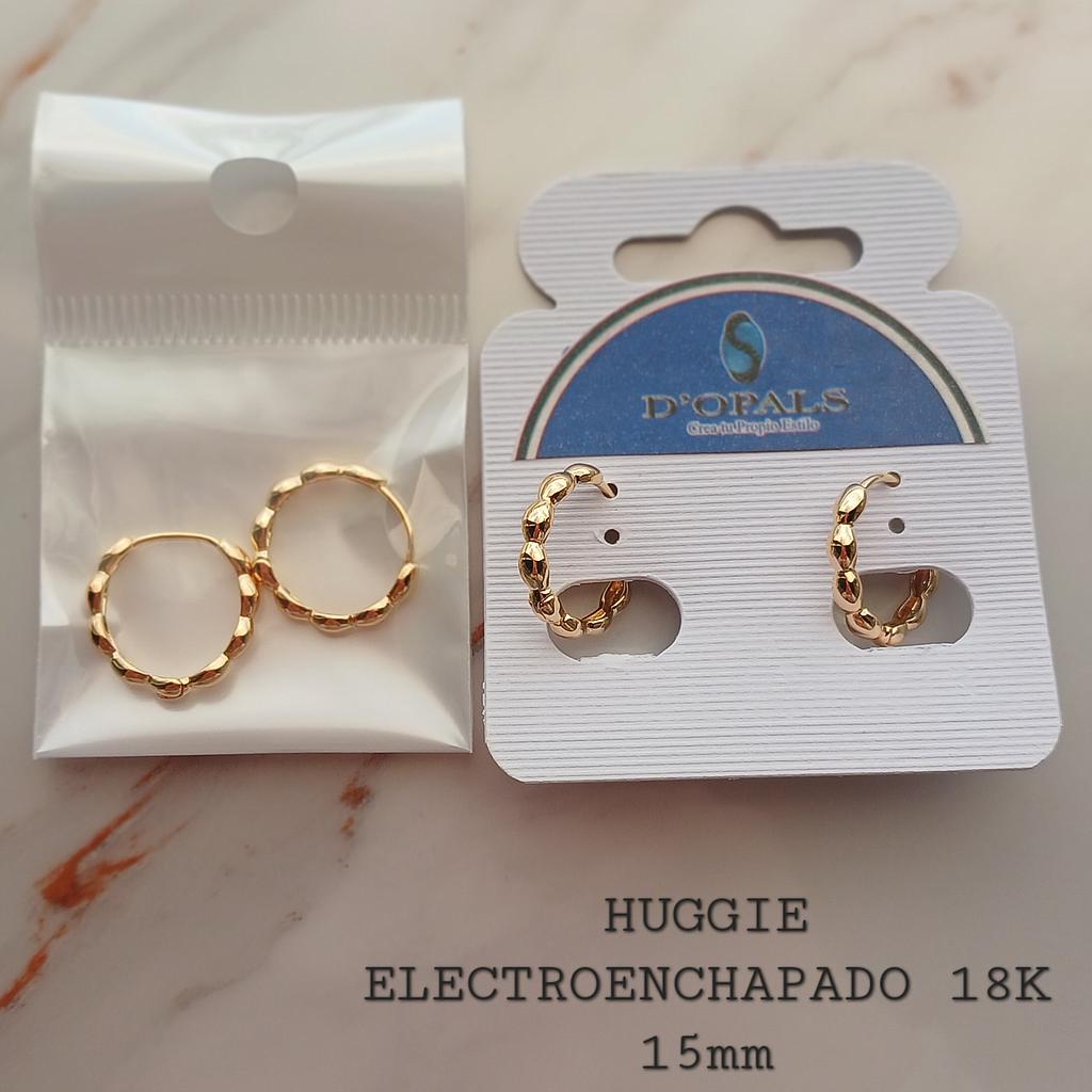 HUGGIE  15MM, ELECTROENCHAPADO 18K