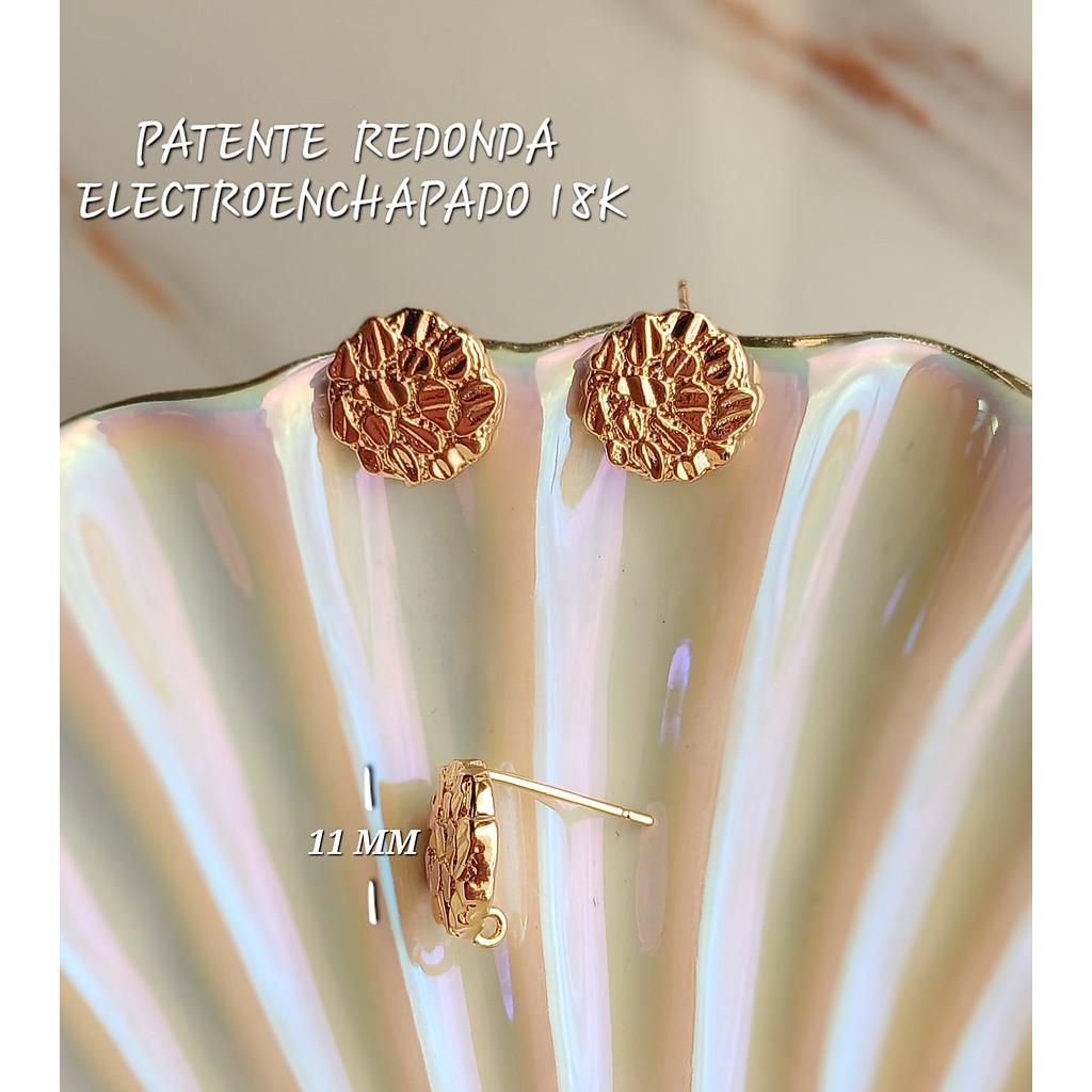 PATENTE REDONDA DE ELECTROENCHAPADO 18K 11MM