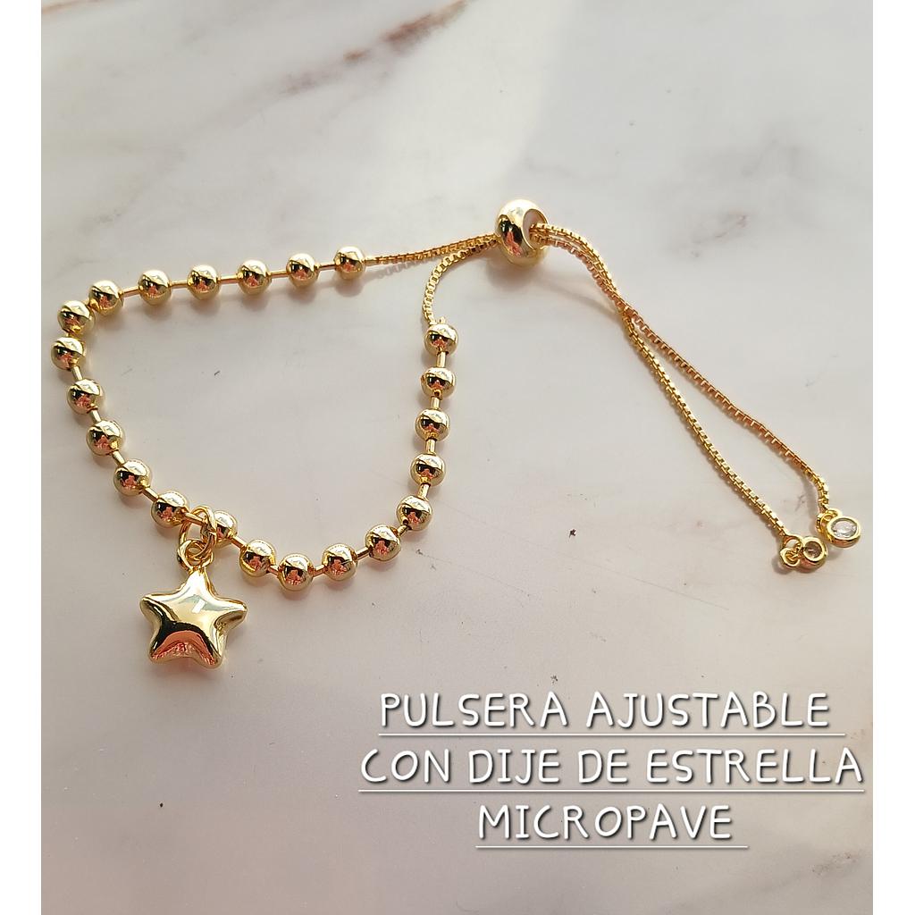 PULSERA AJUSTABLE DE MICROCIRCONIA CON DIJE DE ESTRELLA