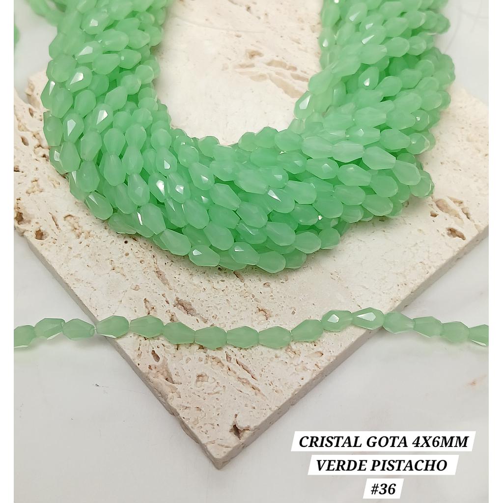 CRISTAL DE GOTA 4X6MM VERDE PISTACHO