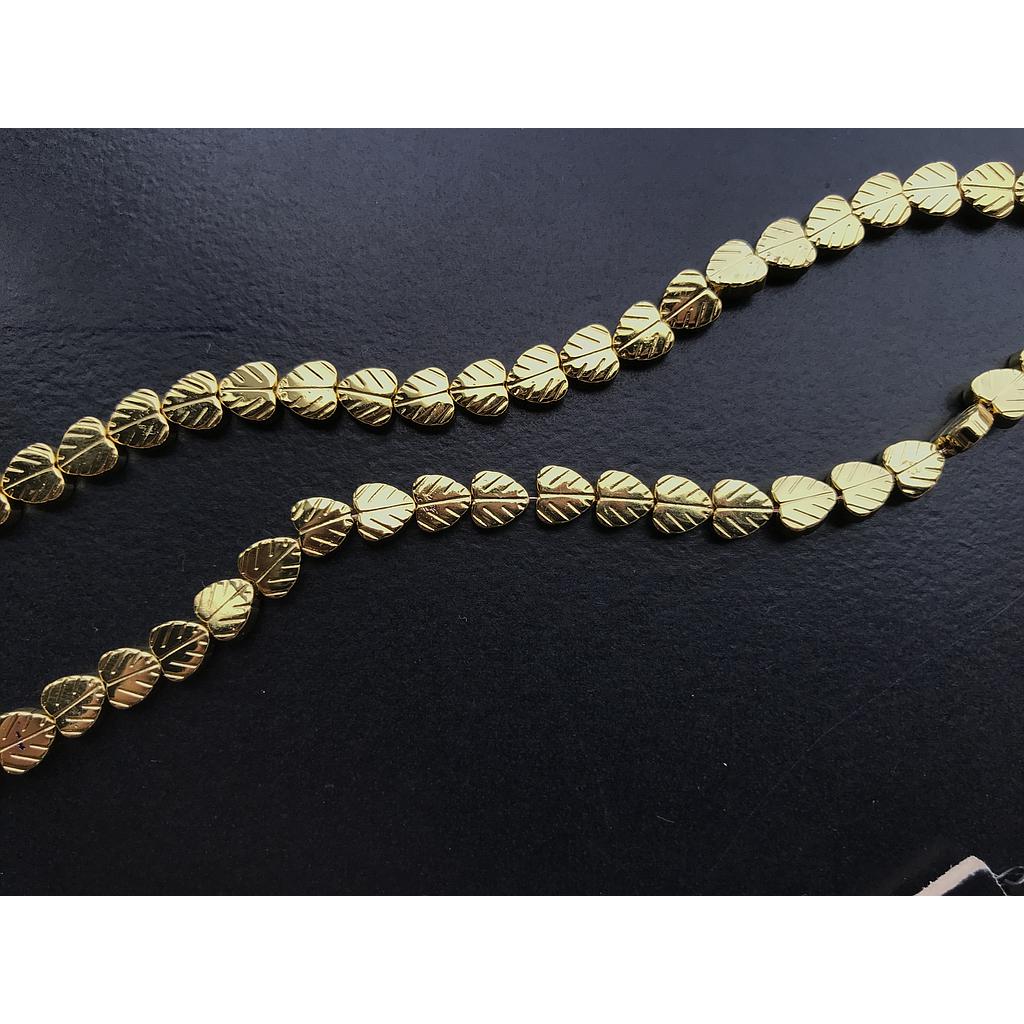 HEMATITA HOJAS 8MM DORADO CLARO