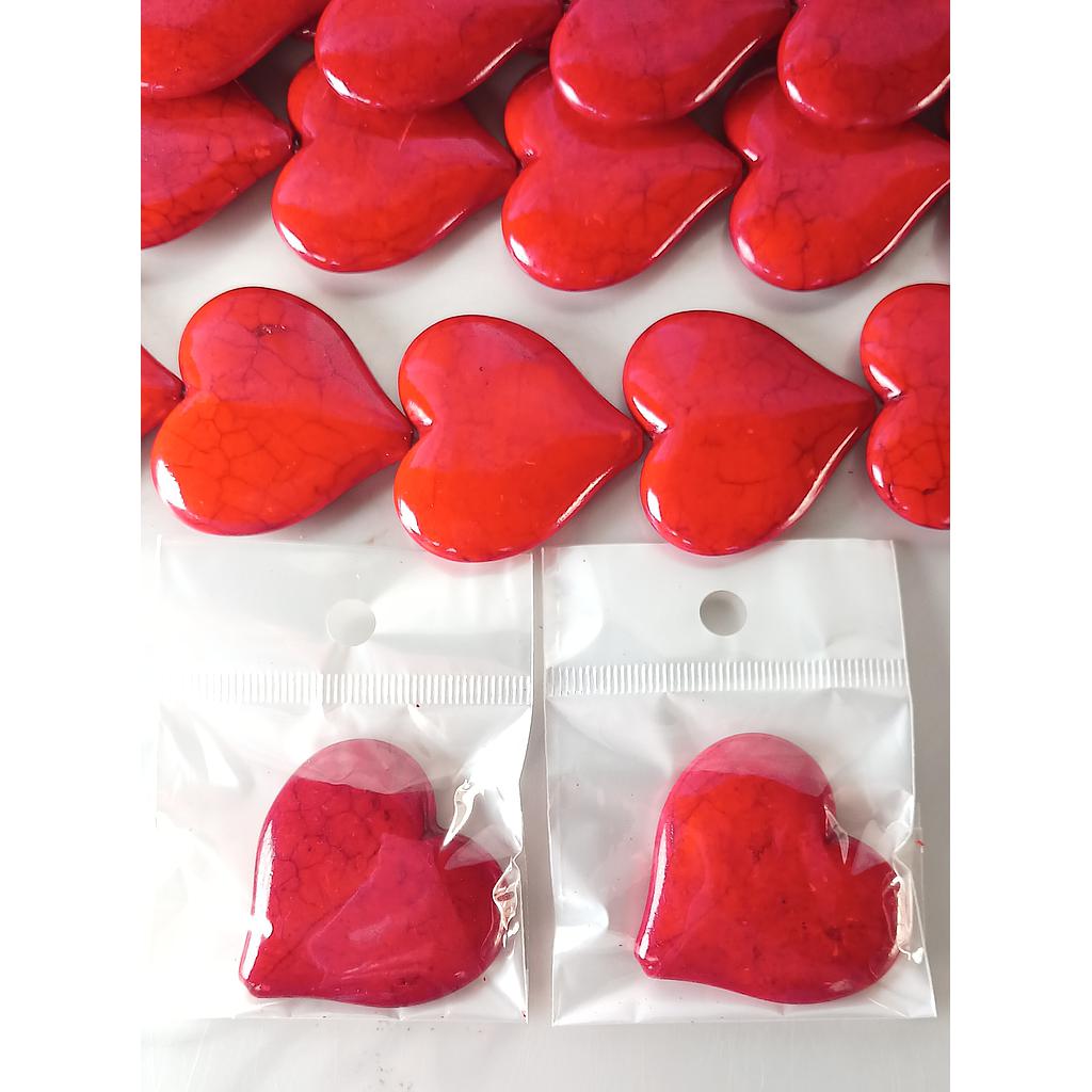 PIEDRA TURQUESA ROJA DE CORAZON 45MM