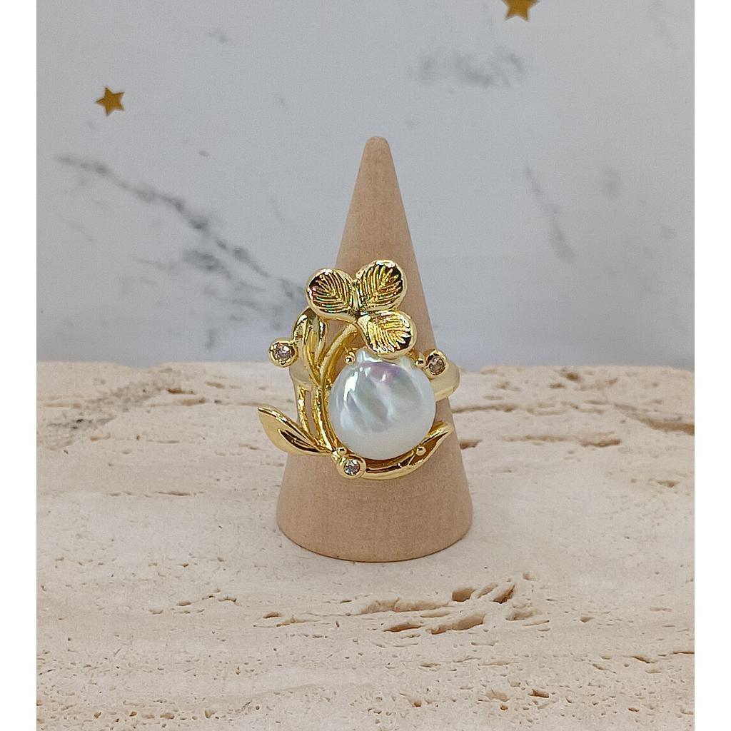 ANILLO AJUSTABLE CON PERLA BARROCA DE MICROCIRCONIA