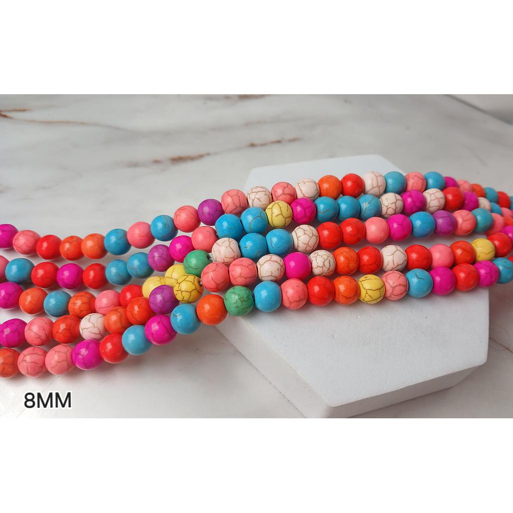 PIEDRAS TURQUESA MULTICOLOR 8MM