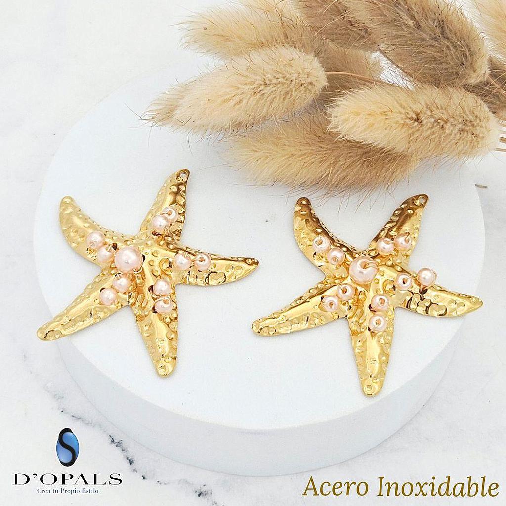 DIJE ESTRELLA DE MAR CON PERLAS ACERO INOXIDABLE