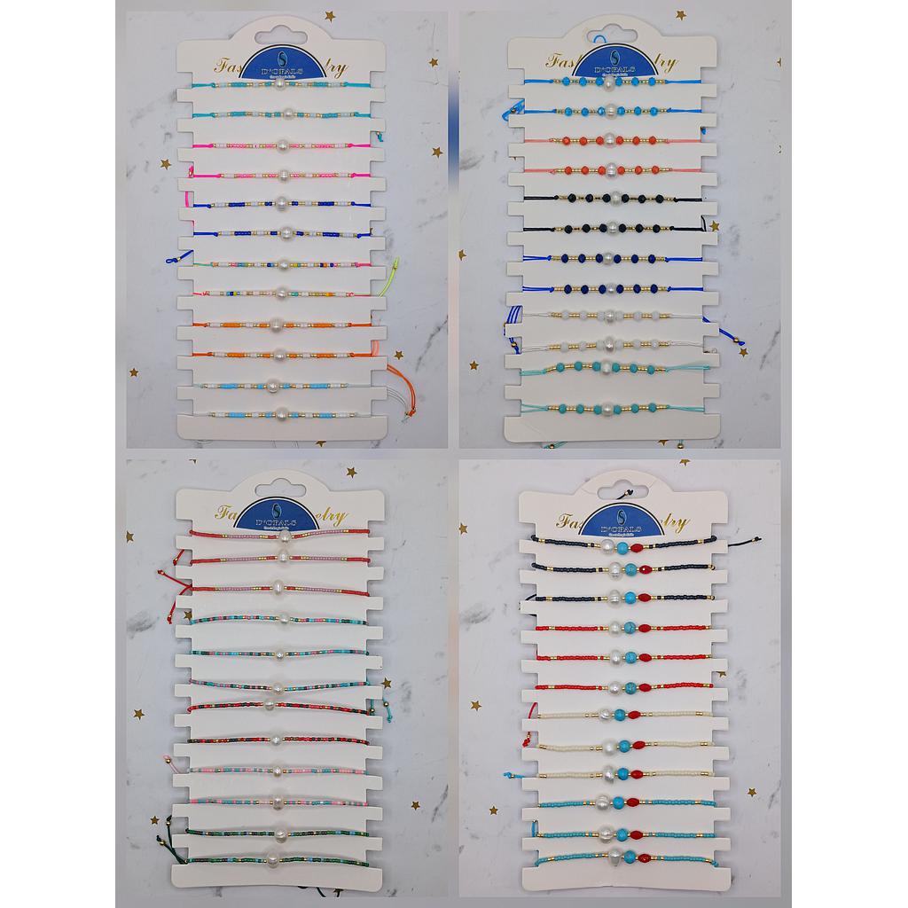 PULSERAS DE HILO TERMINADAS CON PERLA DE RIO