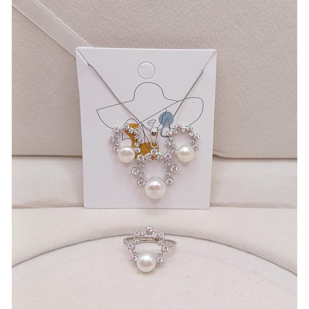 SET ARETES, DIJE Y ANILLO DE PLATA 925