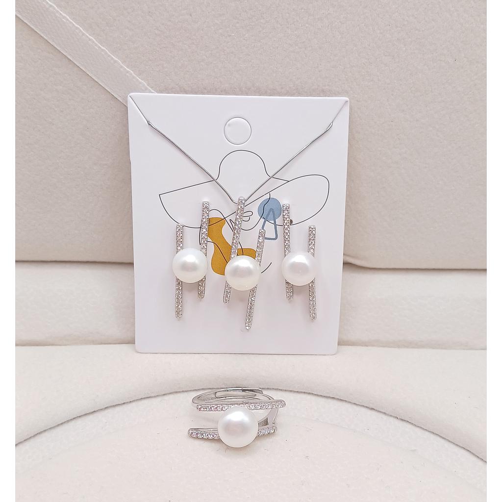 SET ARETES, DIJE Y ANILLO DE PLATA 925