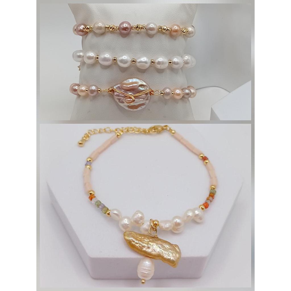 PULSERAS TERMINADAS CON PERLAS